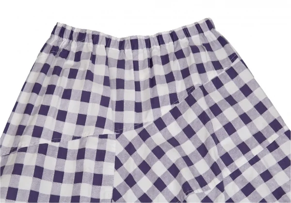 トリココムデギャルソンtricot COMME des GARCONS コットン製品洗い加工ブロックチェックフレアスカート 紫白S位 K-104507_003
