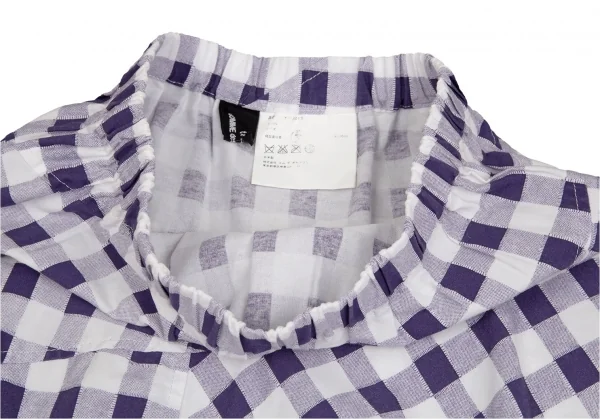 トリココムデギャルソンtricot COMME des GARCONS コットン製品洗い加工ブロックチェックフレアスカート 紫白S位 K-104507_004