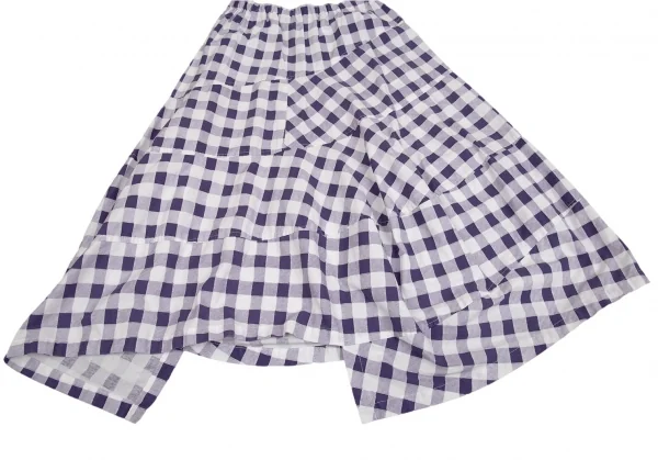 トリココムデギャルソンtricot COMME des GARCONS コットン製品洗い加工ブロックチェックフレアスカート 紫白S位 K-104507_005