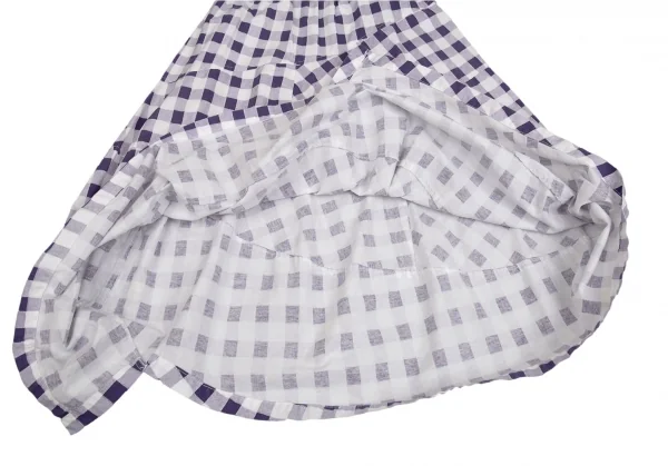 トリココムデギャルソンtricot COMME des GARCONS コットン製品洗い加工ブロックチェックフレアスカート 紫白S位 K-104507_007