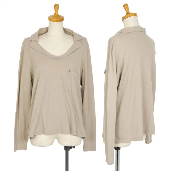 ヨーガンレール ババグーリJURGEN LEHL Babaghuri 胸ポケットB刺繍ネップ襟カットソー ベージュM K-104520_001