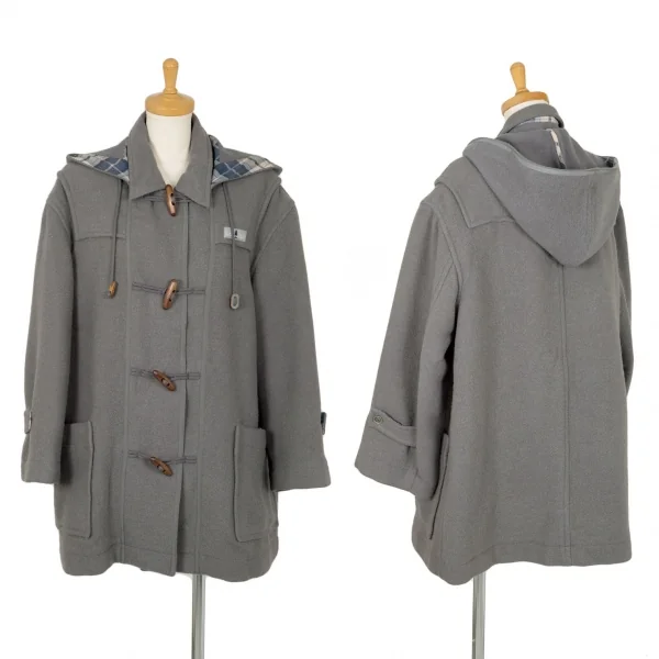 マドモアゼルノンノンMademoiselle NON NON フード取り外しロゴタグダッフルコート グレーL位 K-104536_001