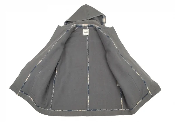 マドモアゼルノンノンMademoiselle NON NON フード取り外しロゴタグダッフルコート グレーL位 K-104536_013