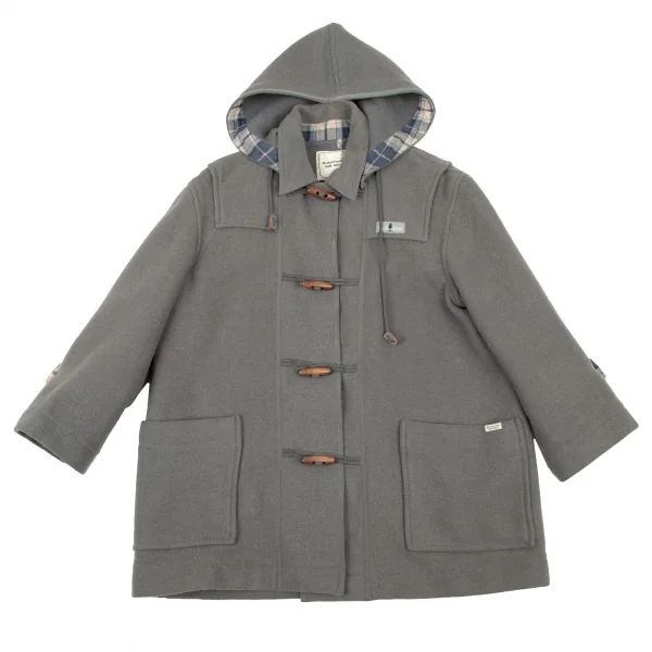 マドモアゼルノンノンMademoiselle NON NON フード取り外しロゴタグダッフルコート グレーL位 K-104536_002