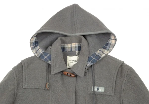 マドモアゼルノンノンMademoiselle NON NON フード取り外しロゴタグダッフルコート グレーL位 K-104536_003