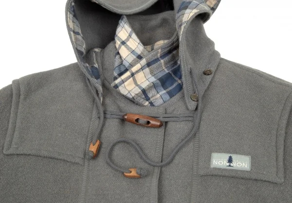 マドモアゼルノンノンMademoiselle NON NON フード取り外しロゴタグダッフルコート グレーL位 K-104536_004