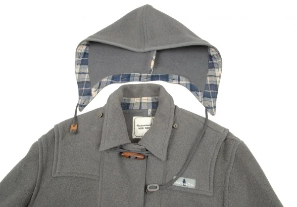 マドモアゼルノンノンMademoiselle NON NON フード取り外しロゴタグダッフルコート グレーL位 K-104536_005