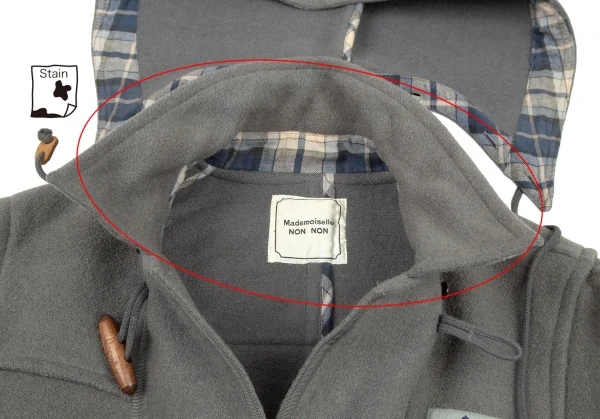 マドモアゼルノンノンMademoiselle NON NON フード取り外しロゴタグダッフルコート グレーL位 K-104536_006