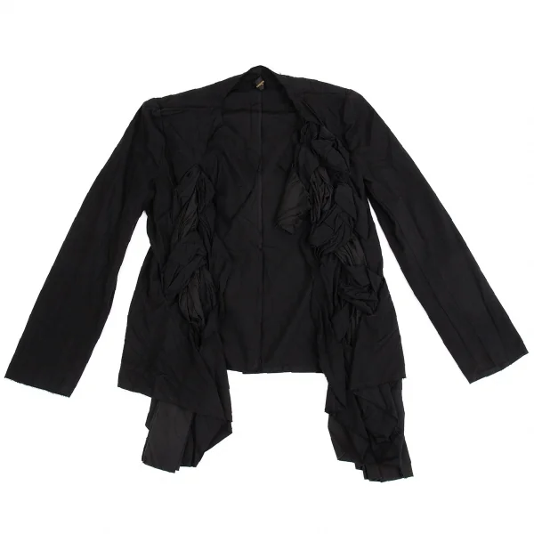 コムデギャルソンCOMME des GARCONSポリコットンフロント編み込みカットオフジャケット 黒M K-104564_002