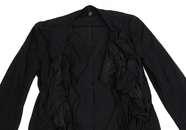 コムデギャルソンCOMME des GARCONSポリコットンフロント編み込みカットオフジャケット 黒M K-104564_003