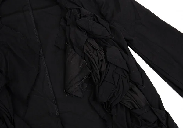 コムデギャルソンCOMME des GARCONSポリコットンフロント編み込みカットオフジャケット 黒M K-104564_007