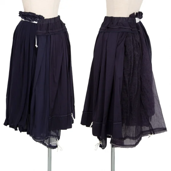 コムデギャルソンCOMME des GARCONS シフォンレイヤードデザインスカート 紺S K-104570_001