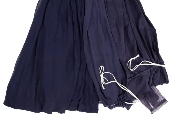 コムデギャルソンCOMME des GARCONS シフォンレイヤードデザインスカート 紺S K-104570_010
