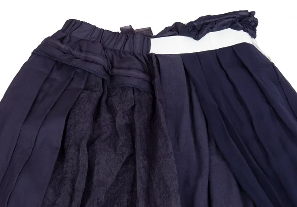 コムデギャルソンCOMME des GARCONS シフォンレイヤードデザインスカート 紺S K-104570_013