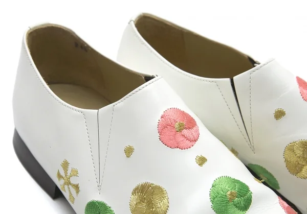 コムデギャルソンCOMME des GARCONS 刺繍レザーシューズ 白24.5