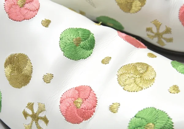 コムデギャルソンCOMME des GARCONS 刺繍レザーシューズ 白24.5 K-104572_011