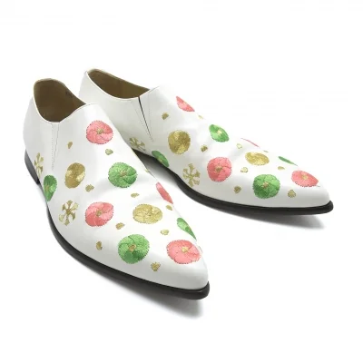 コムデギャルソンCOMME des GARCONS 刺繍レザーシューズ