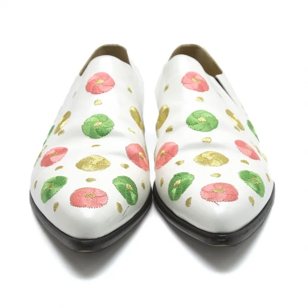 コムデギャルソンCOMME des GARCONS 刺繍レザーシューズ 白24.5