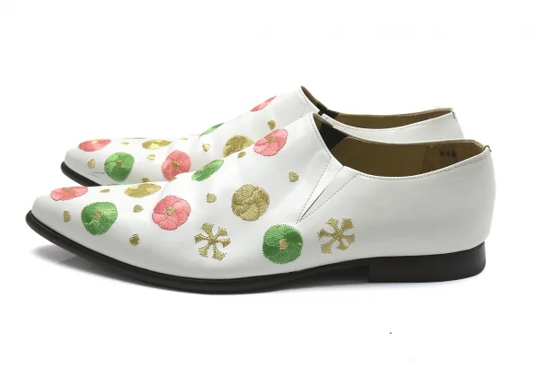 コムデギャルソンCOMME des GARCONS 刺繍レザーシューズ 白24.5