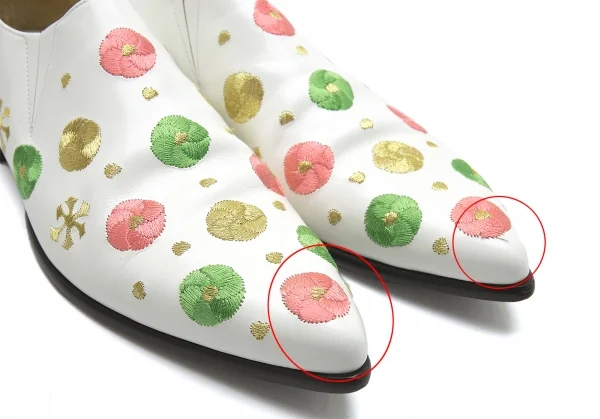 コムデギャルソンCOMME des GARCONS 刺繍レザーシューズ 白24.5 K-104572_007