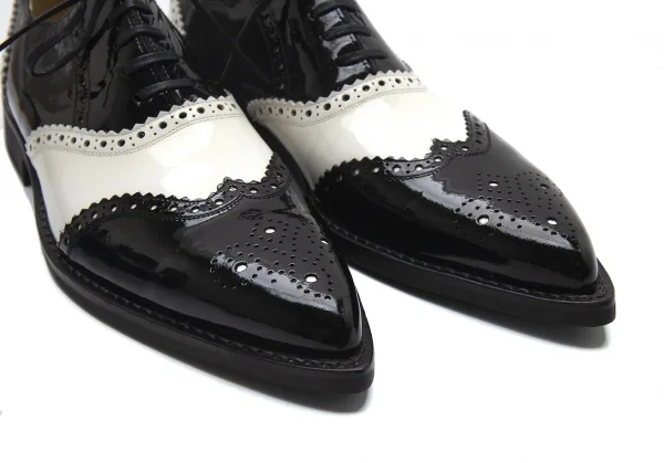 コムデギャルソンCOMME des GARCONS ツートンウイングチップシューズ 白黒24.5 K-104575_007