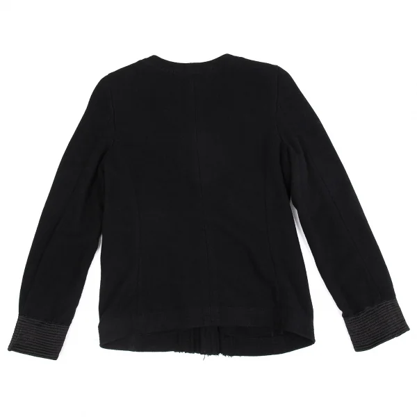 ズッカzucca ウールフロントフリルスナップボタンノーカラージャケット 黒M K-104578_011