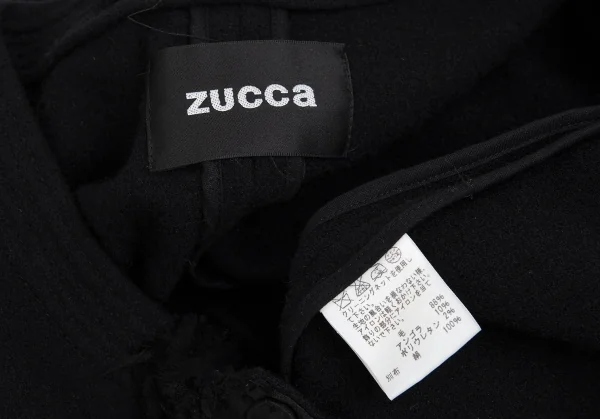 ズッカzucca ウールフロントフリルスナップボタンノーカラージャケット 黒M K-104578_013