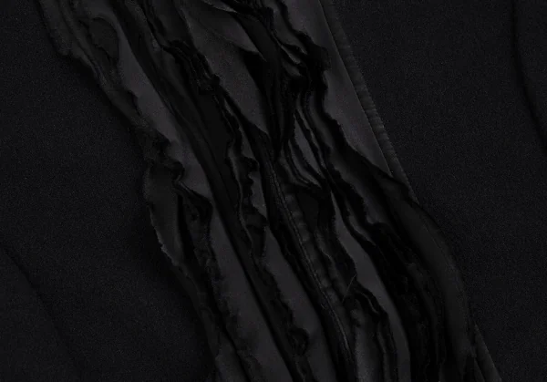 ズッカzucca ウールフロントフリルスナップボタンノーカラージャケット 黒M K-104578_006