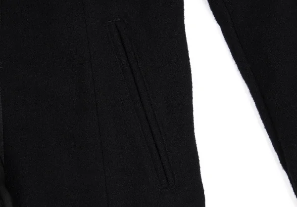 ズッカzucca ウールフロントフリルスナップボタンノーカラージャケット 黒M K-104578_008
