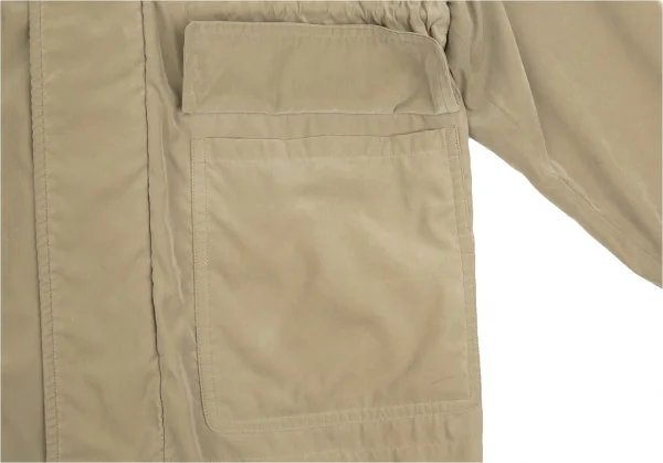 クリスチャンディオールムッシュChristian Dior ONSIEUR ウエストドローコードビッグポケット裏ボアフードジャケットコート ベージュM K-104593_010