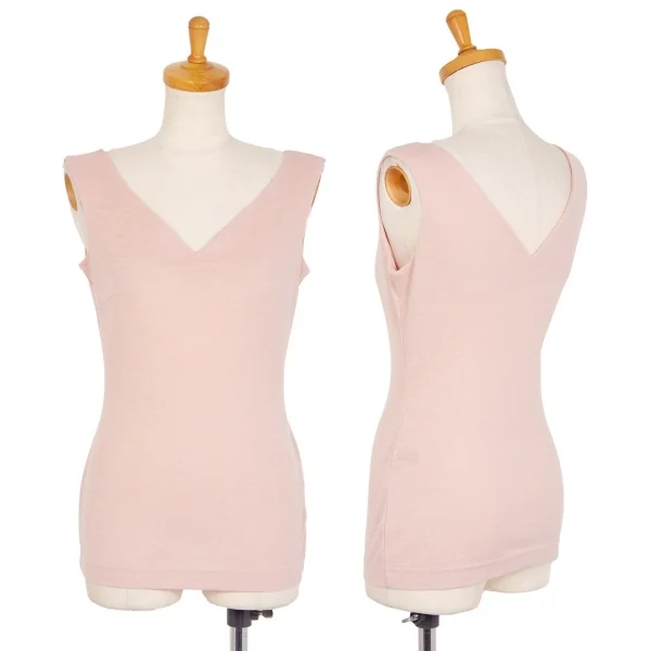 キャサリンハムネットロンドンKATHARINE HAMNETT LONDON レーヨンポリダーツ切替Vネックニットタンクトップ ピンクM K-104597_001