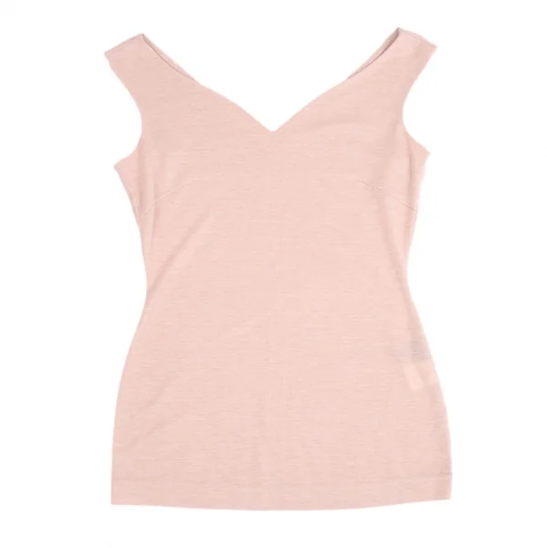 キャサリンハムネットロンドンKATHARINE HAMNETT LONDON レーヨンポリダーツ切替Vネックニットタンクトップ ピンクM K-104597_002