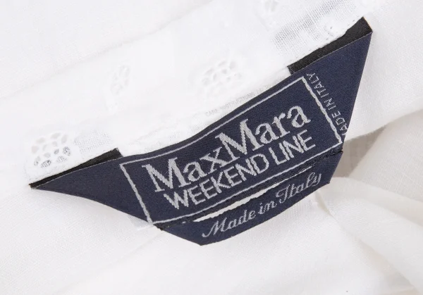 マックスマーラ ウィークエンドMAX MARA WEEKEND リネンコットンガーゼ刺繍切替半袖開襟シャツ 白M K-104599_016