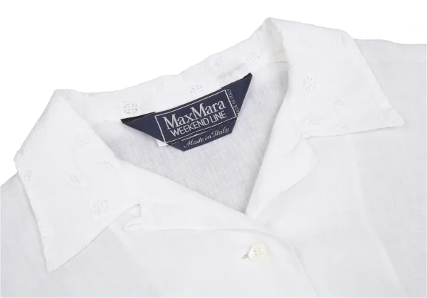 マックスマーラ ウィークエンドMAX MARA WEEKEND リネンコットンガーゼ刺繍切替半袖開襟シャツ 白M K-104599_004
