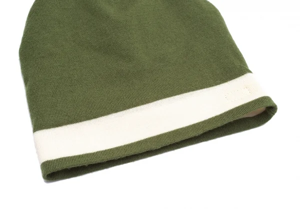 コーチCOACH ウールロゴワンポイントラインニットキャップ 緑白 K-104602_006