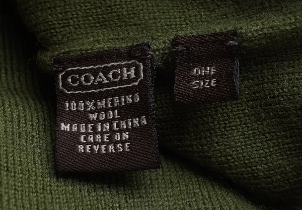 コーチCOACH ウールロゴワンポイントラインニットキャップ 緑白 K-104602_008