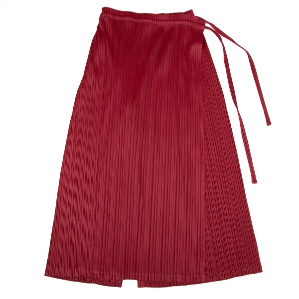 プリーツプリーズPLEATS PLEASE プリーツラップワイドパンツ 赤3 K-104616_001