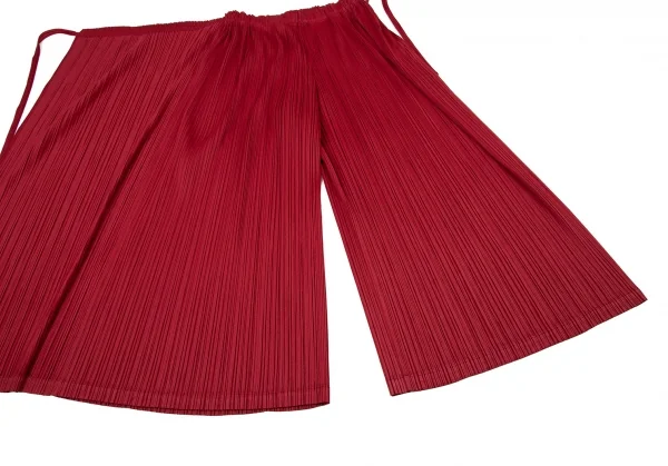 プリーツプリーズPLEATS PLEASE プリーツラップワイドパンツ 赤3 K-104616_012