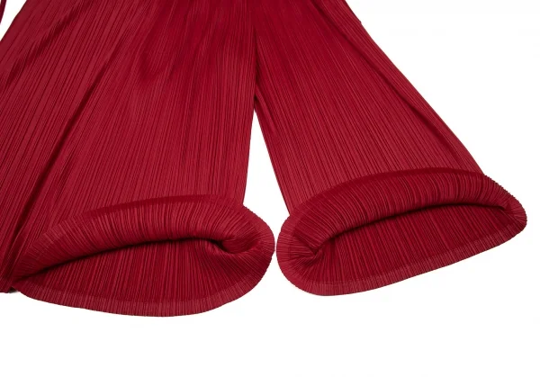 プリーツプリーズPLEATS PLEASE プリーツラップワイドパンツ 赤3 K-104616_013