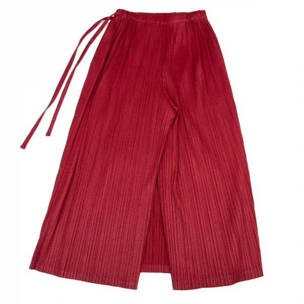 プリーツプリーズPLEATS PLEASE プリーツラップワイドパンツ 赤3 K-104616_014