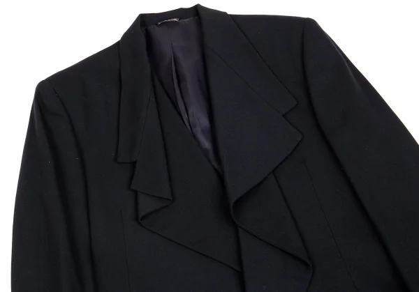 ジャンニヴェルサーチGIANNI VERSACE ウールドレープボタンレスジャケット 濃紺42 K-104618_002