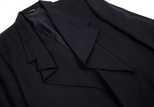 ジャンニヴェルサーチGIANNI VERSACE ウールドレープボタンレスジャケット 濃紺42 K-104618_005