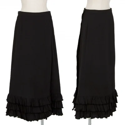トリココムデギャルソンtricot COMME des GARCONS製品染めコットン裾フリル切替ラップスカート
