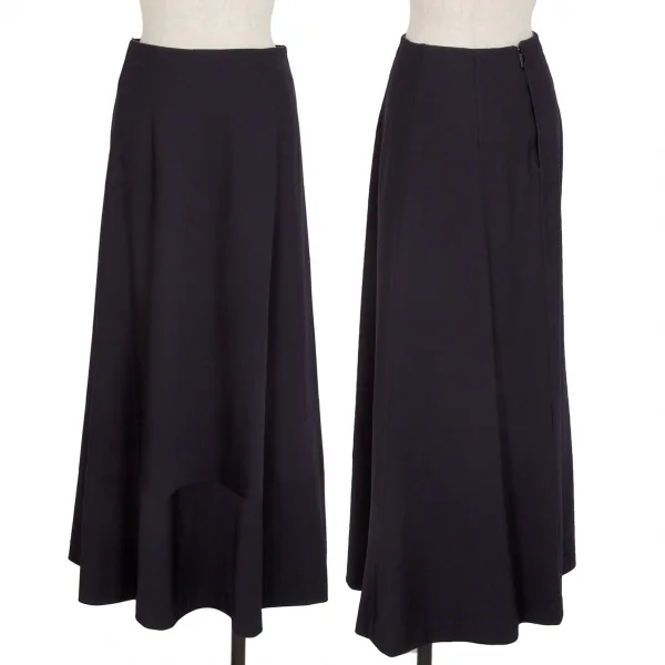 コムデギャルソンCOMME des GARCONSウール台形ロングスカート 紺M K-104628_001