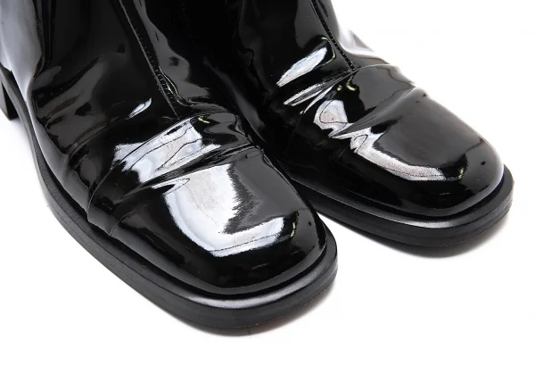 グッチGUCCI エナメルレザースクエアトゥサイドジップヒールブーツ 黒36.5(23位） K-104632_013