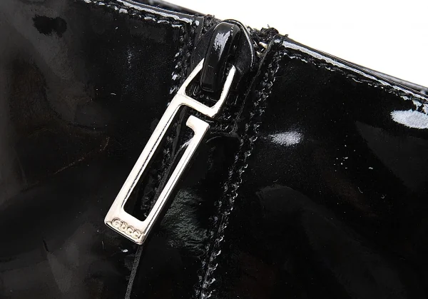 グッチGUCCI エナメルレザースクエアトゥサイドジップヒールブーツ 黒36.5(23位） K-104632_018
