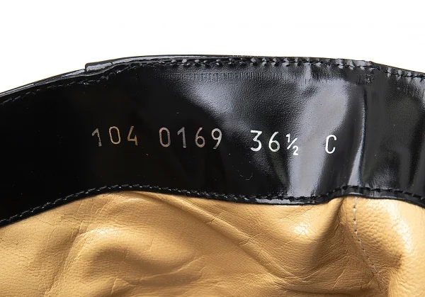 グッチGUCCI エナメルレザースクエアトゥサイドジップヒールブーツ 黒36.5(23位） K-104632_019
