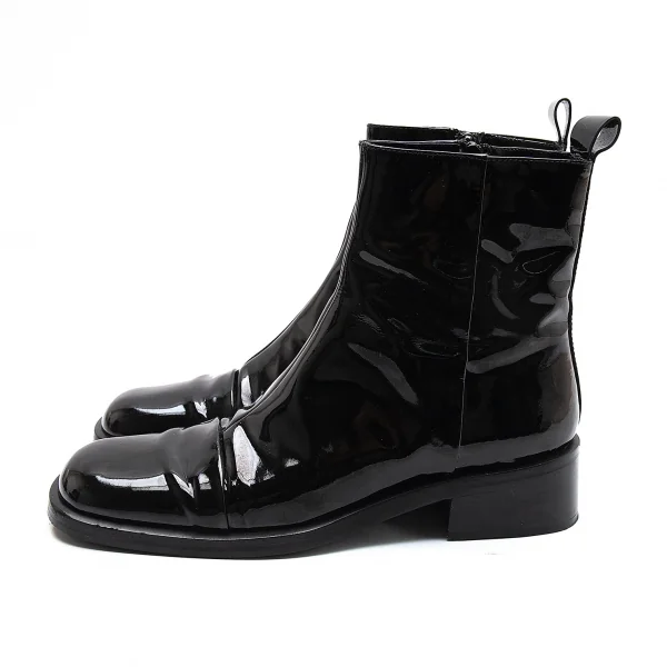 グッチGUCCI エナメルレザースクエアトゥサイドジップヒールブーツ 黒36.5(23位） K-104632_003