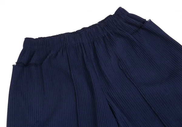 イッセイミヤケミーISSEY MIYAKE me A-POC INSIDE ファインニットプリーツカットオフハーフパンツ 紺M位 K-104638_002