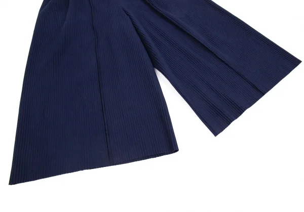 イッセイミヤケミーISSEY MIYAKE me A-POC INSIDE ファインニットプリーツカットオフハーフパンツ 紺M位 K-104638_005